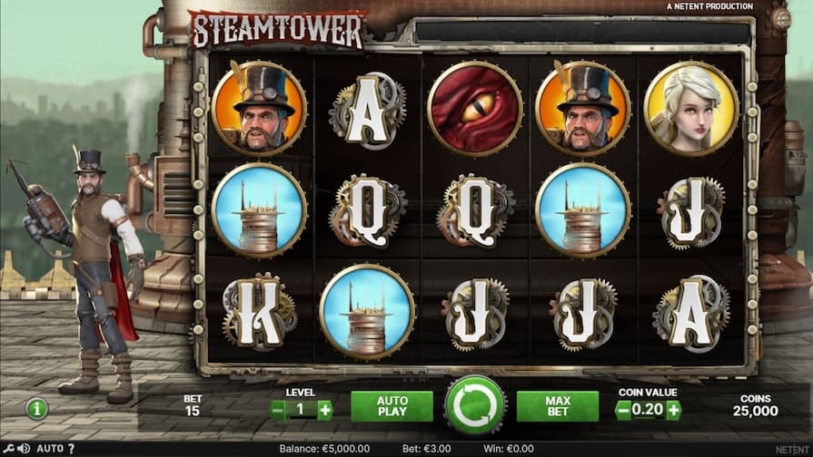 Дизайн слота Steam Tower